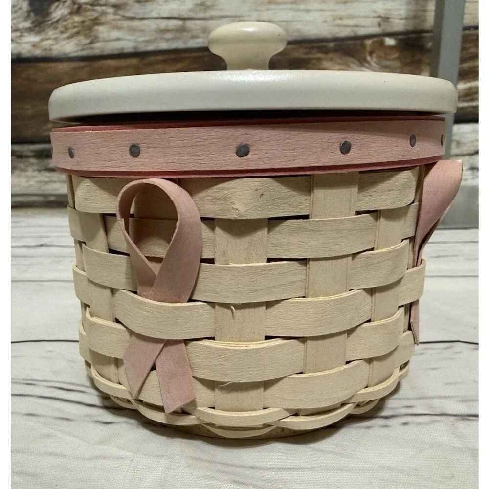 LONGABERGER 2006 Horizon Of Hope Basket w/Lid, Liner & Tie On